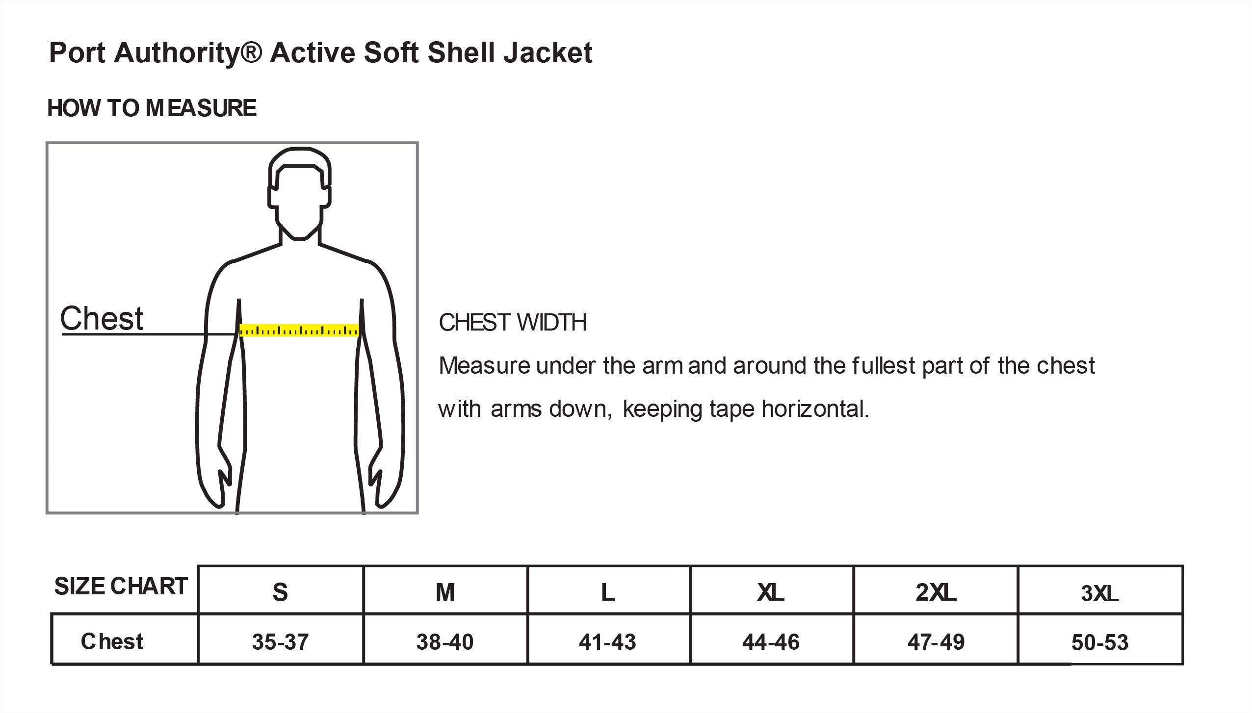 Old Dominion University, Nurse Anesthesia, Active Soft Shell Jacket - Size Chart