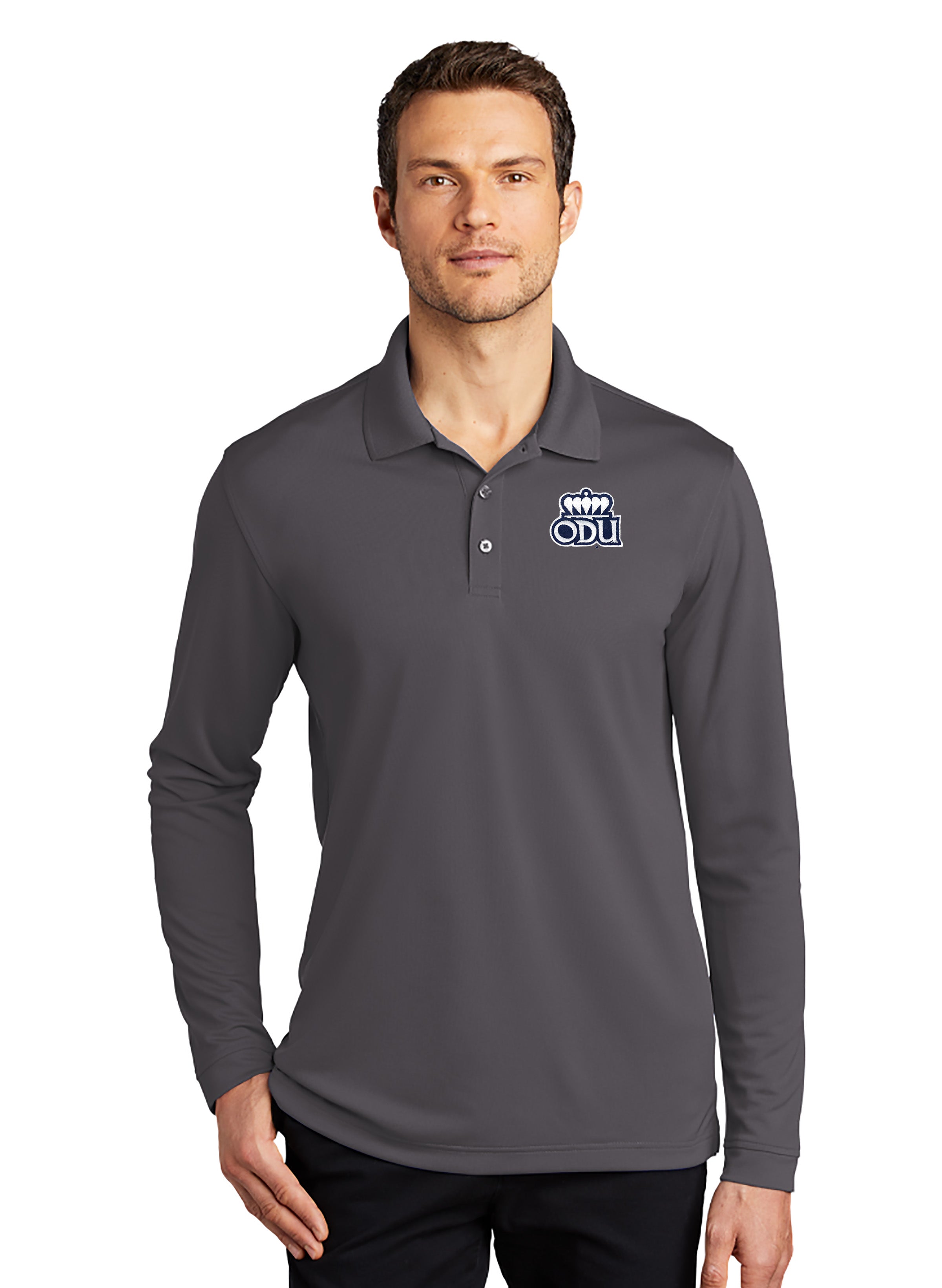 ODU UV Micro-Mesh Long Sleeve Polo Shirt- Graphite