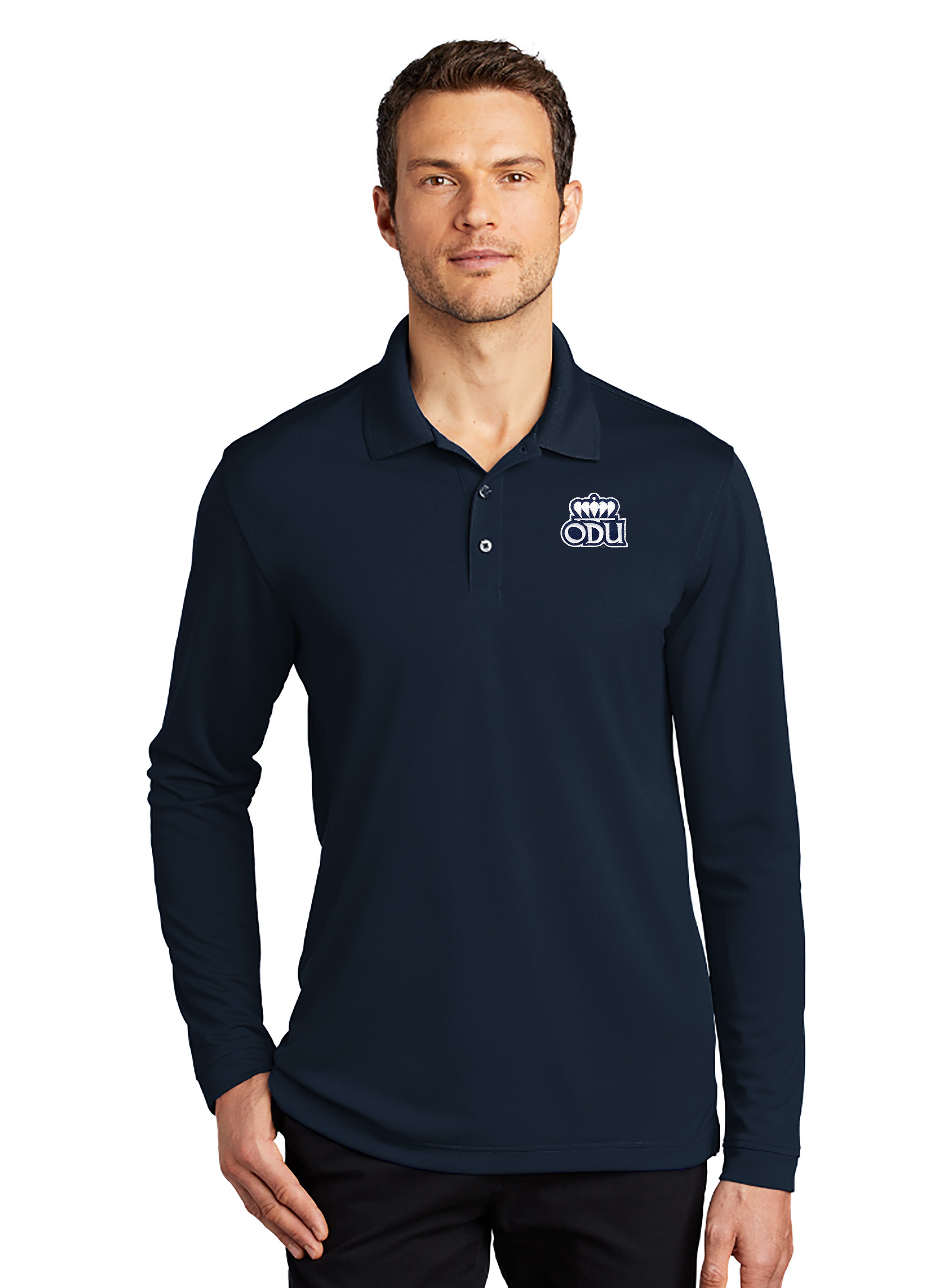 ODU UV Micro-Mesh Long Sleeve Polo Shirt- Navy