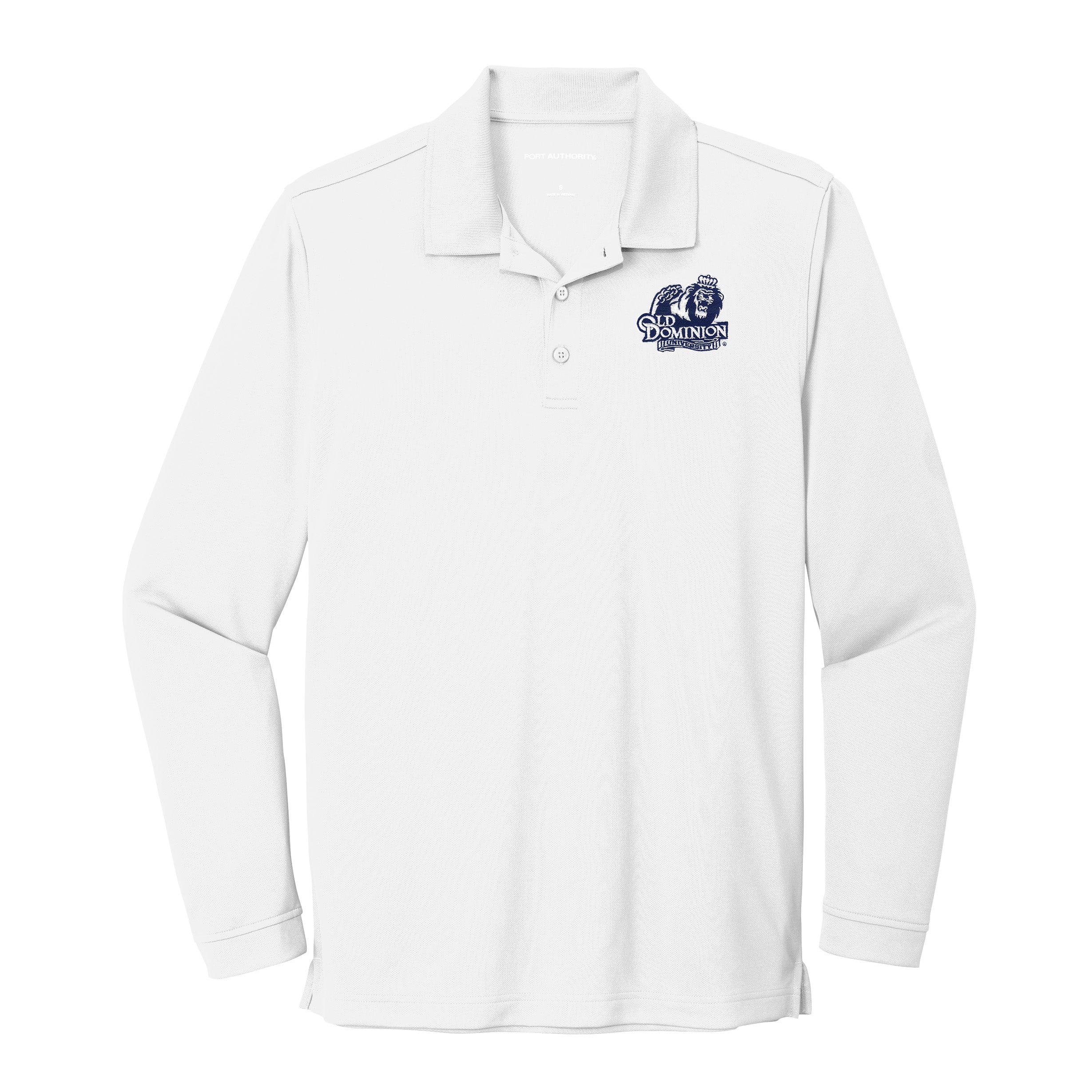 Old Dominion University, UV Micro-Mesh Long Sleeve Polo Shirt- White