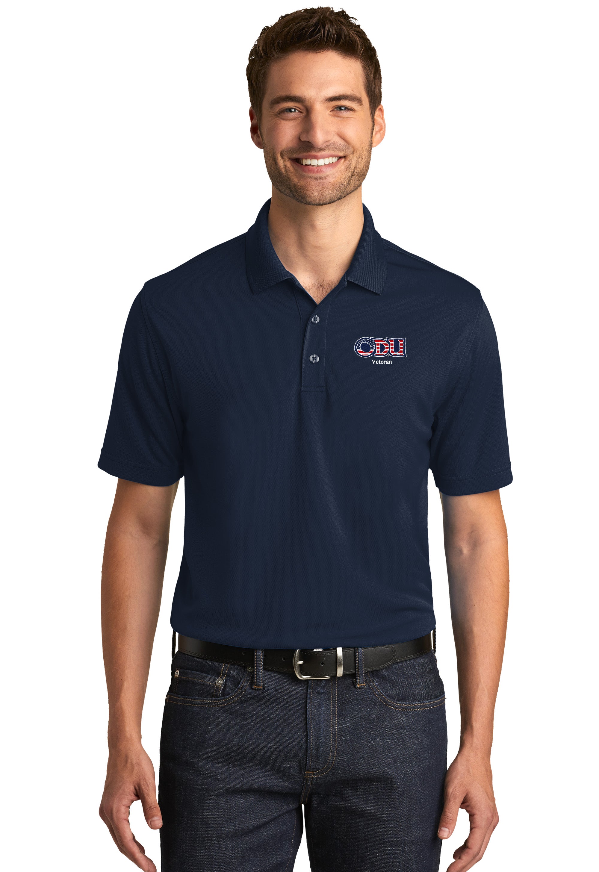 Old Dominion University, ODU - Veteran, Port Authority® Dry Zone® UV Micro-Mesh Polo Shirt - Navy