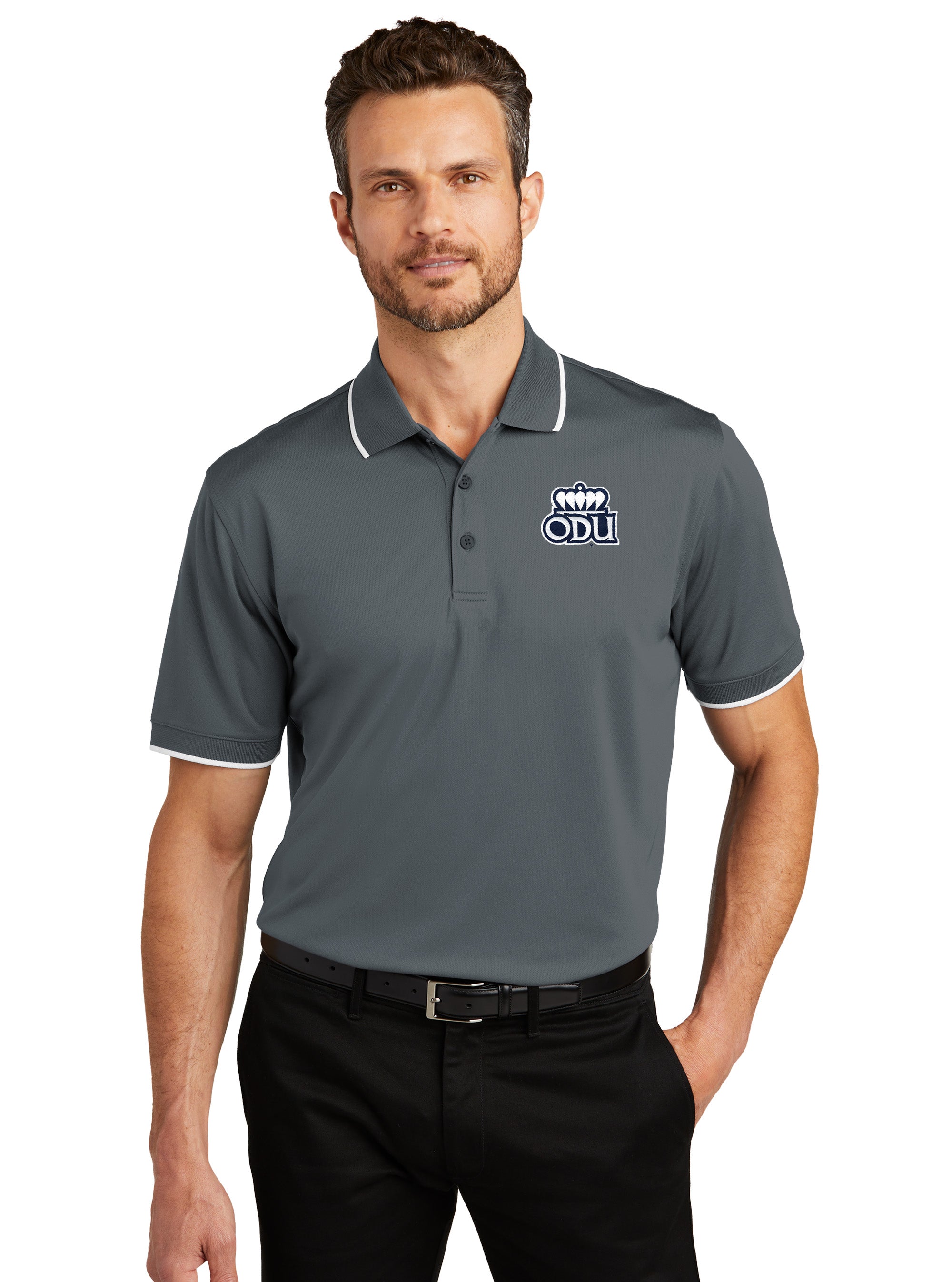 Old Dominion University, ODU Logo, Port Authority® Dry Zone® UV Micro-Mesh Tipped Polo Shirt- Graphite