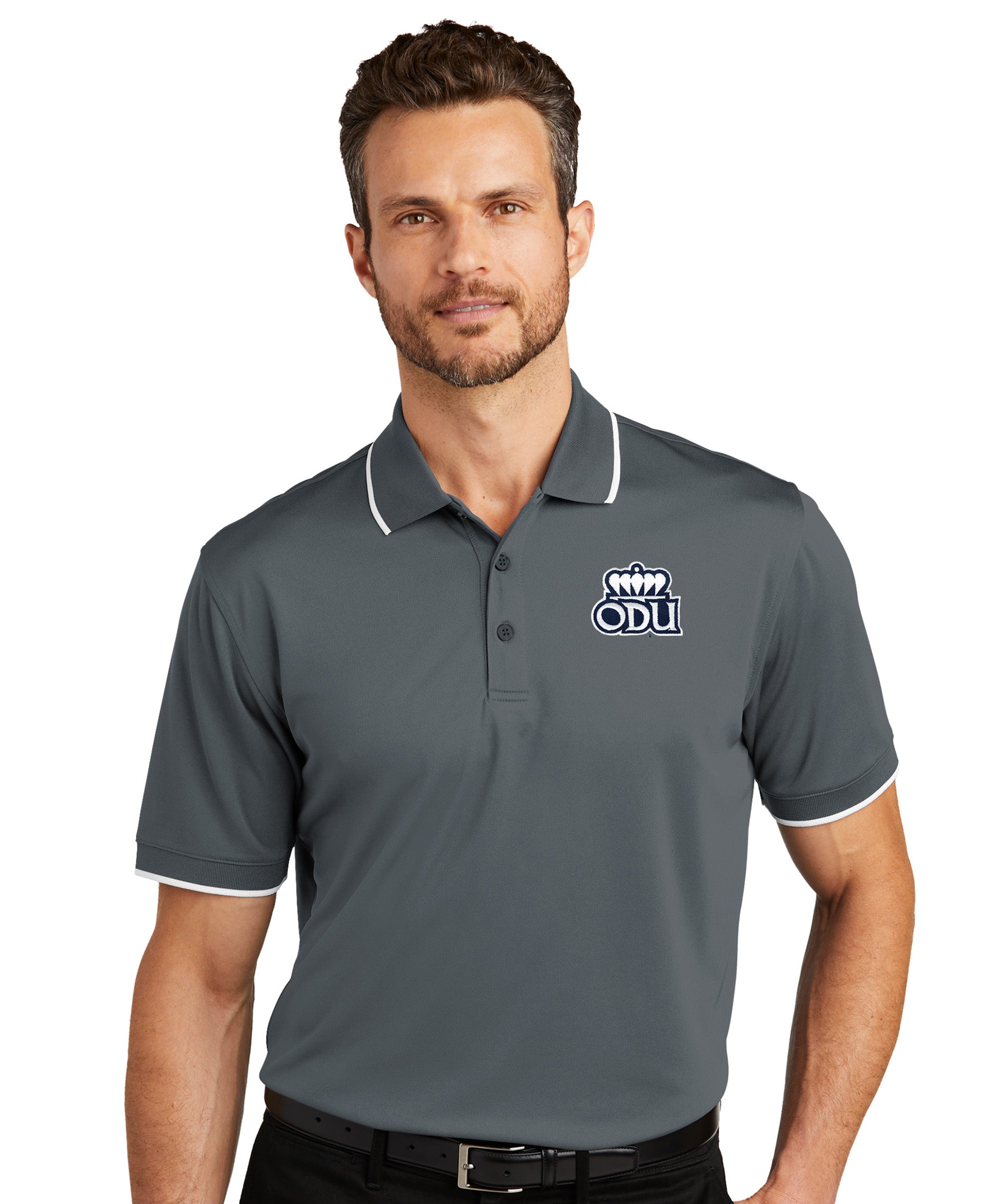 Old Dominion University, ODU Logo, Port Authority® Dry Zone® UV Micro-Mesh Tipped Polo Shirt- Graphite