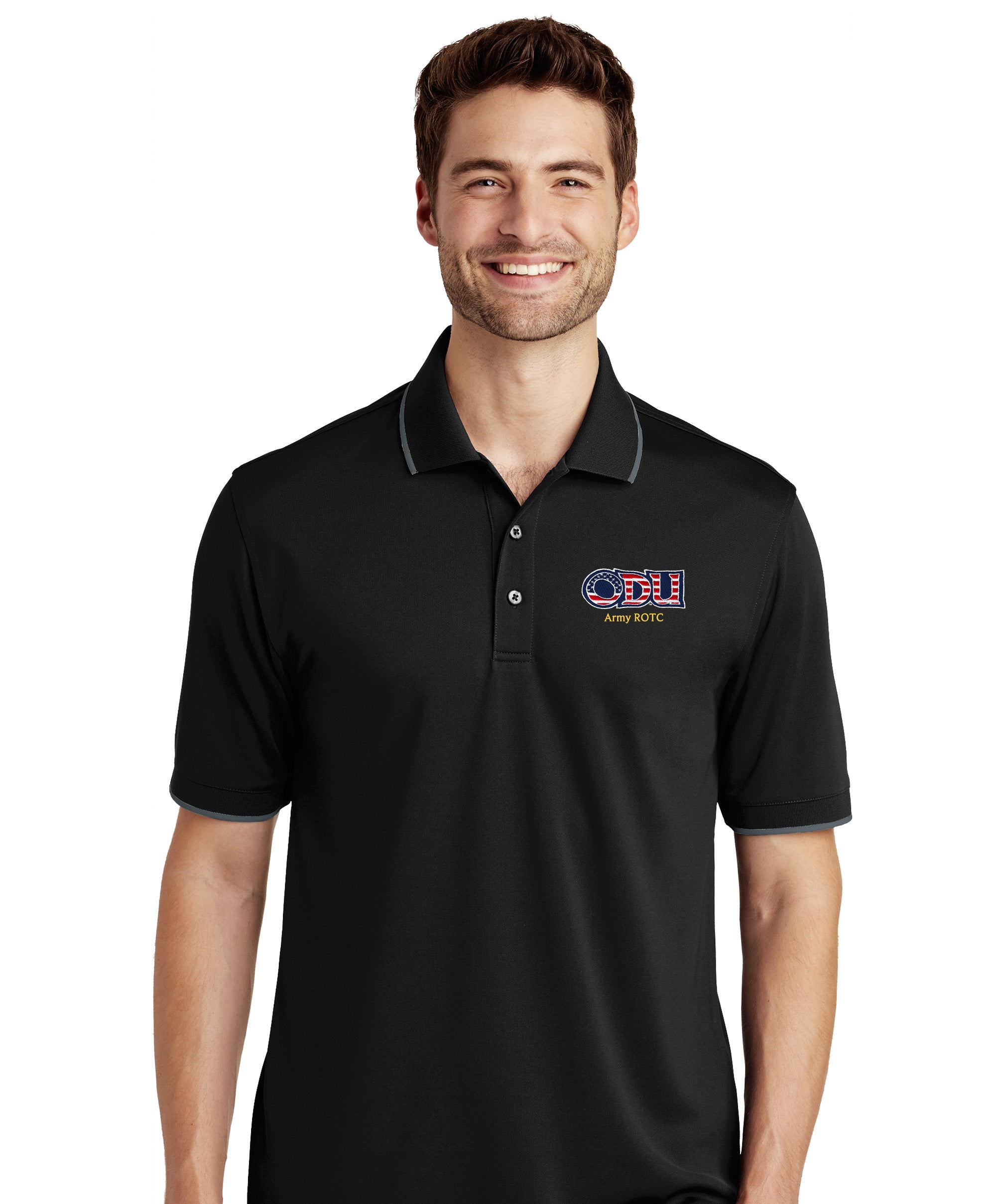 Old Dominion University, ODU Military - Army ROTC, UV Micro-Mesh Tipped Polo - Black