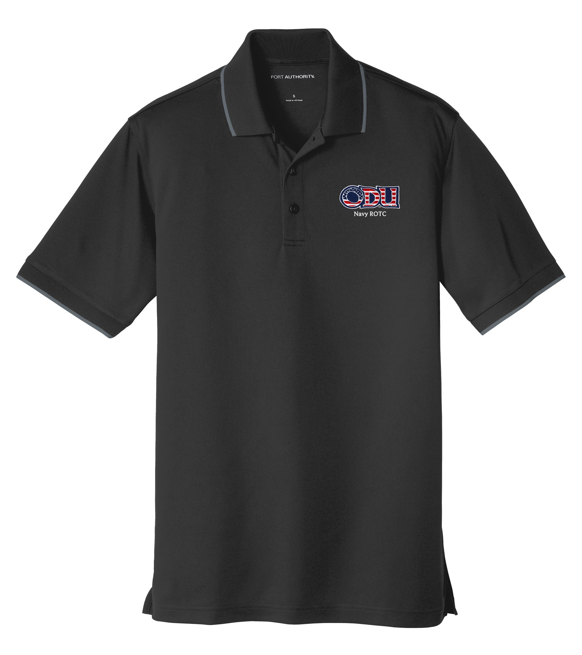 Old Dominion University, ODU Military - Navy ROTC, UV Micro-Mesh Tipped Polo - Black