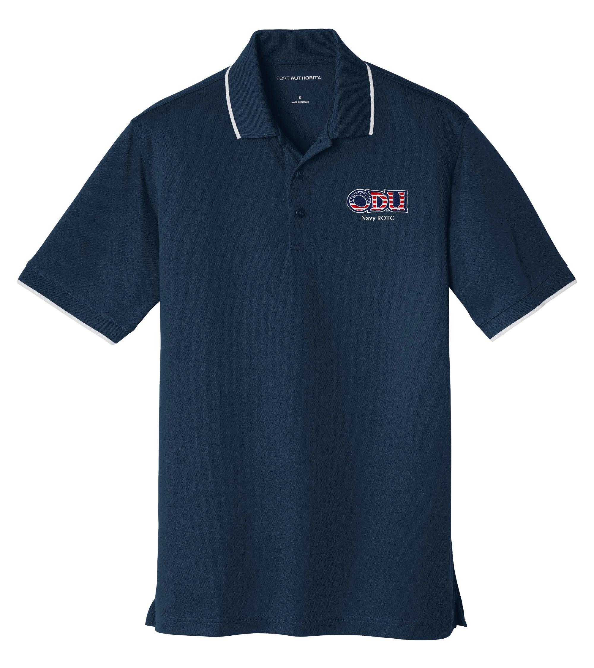 Old Dominion University, ODU Military - Navy ROTC, UV Micro-Mesh Tipped Polo - Navy