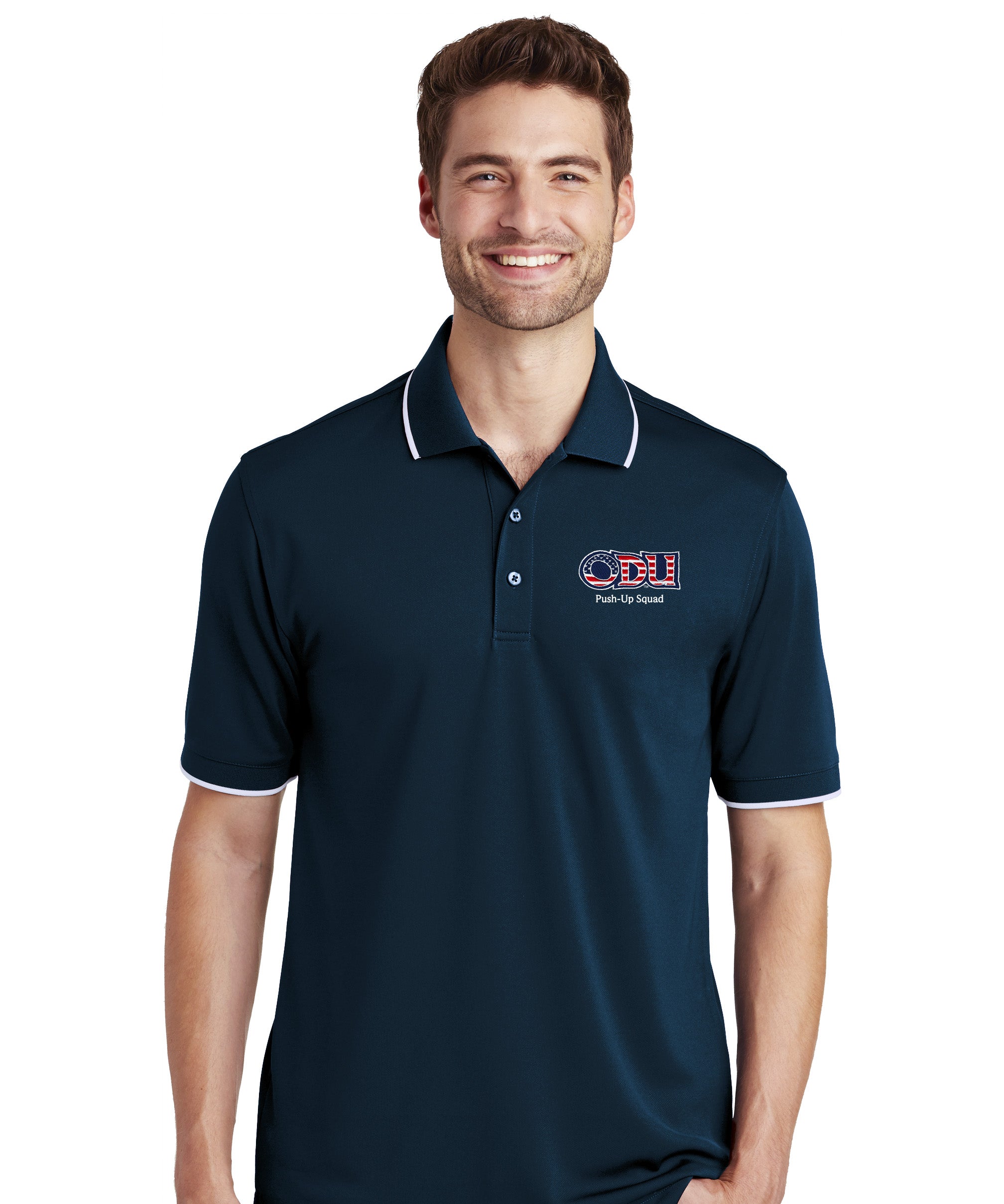 Old Dominion University, ODU Military - Push-Up Squad, UV Micro-Mesh Tipped Polo - Navy
