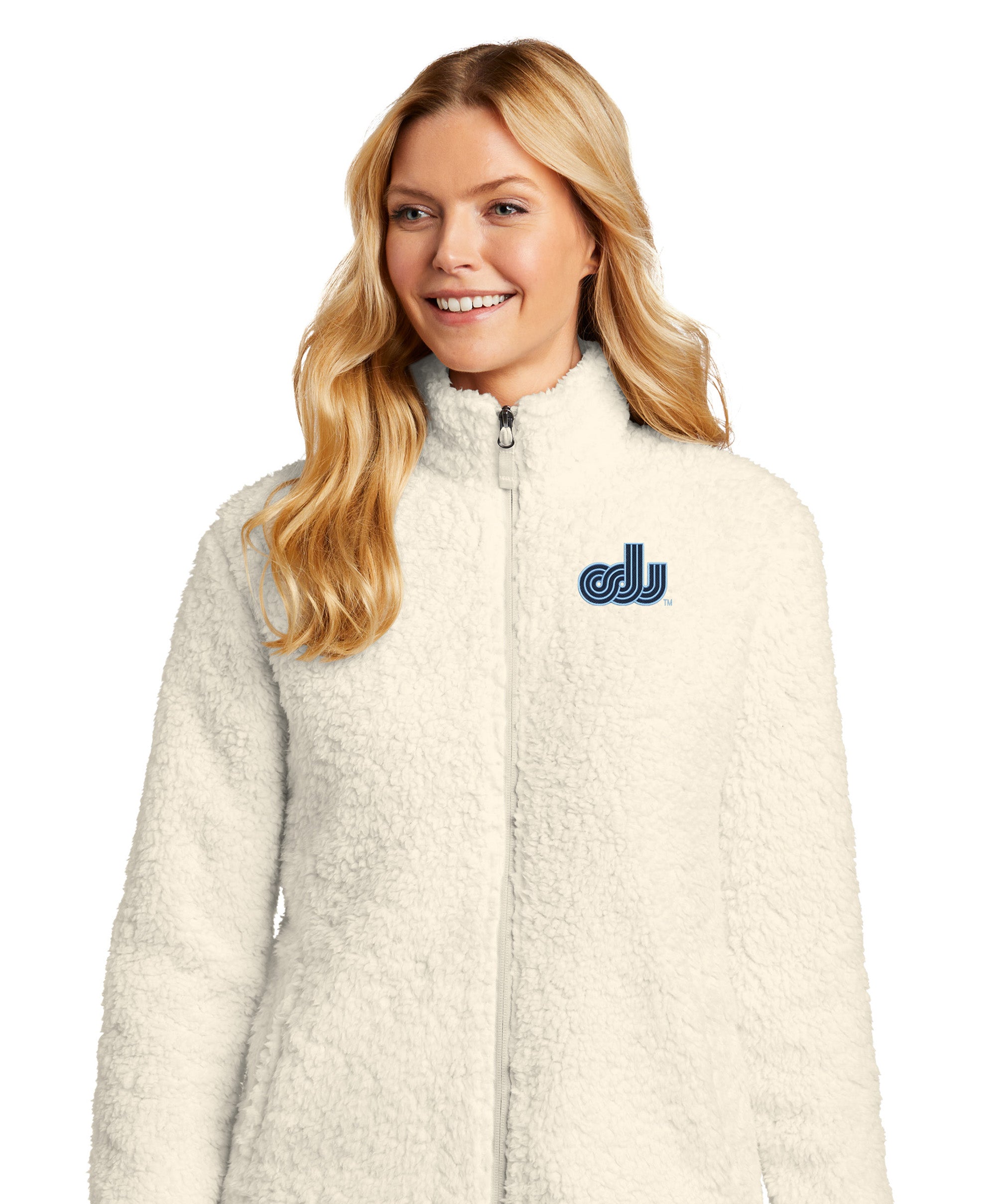 Old Dominion University, Vintage Logo, Women's Cozy Fleece Jacket- Marshmallow