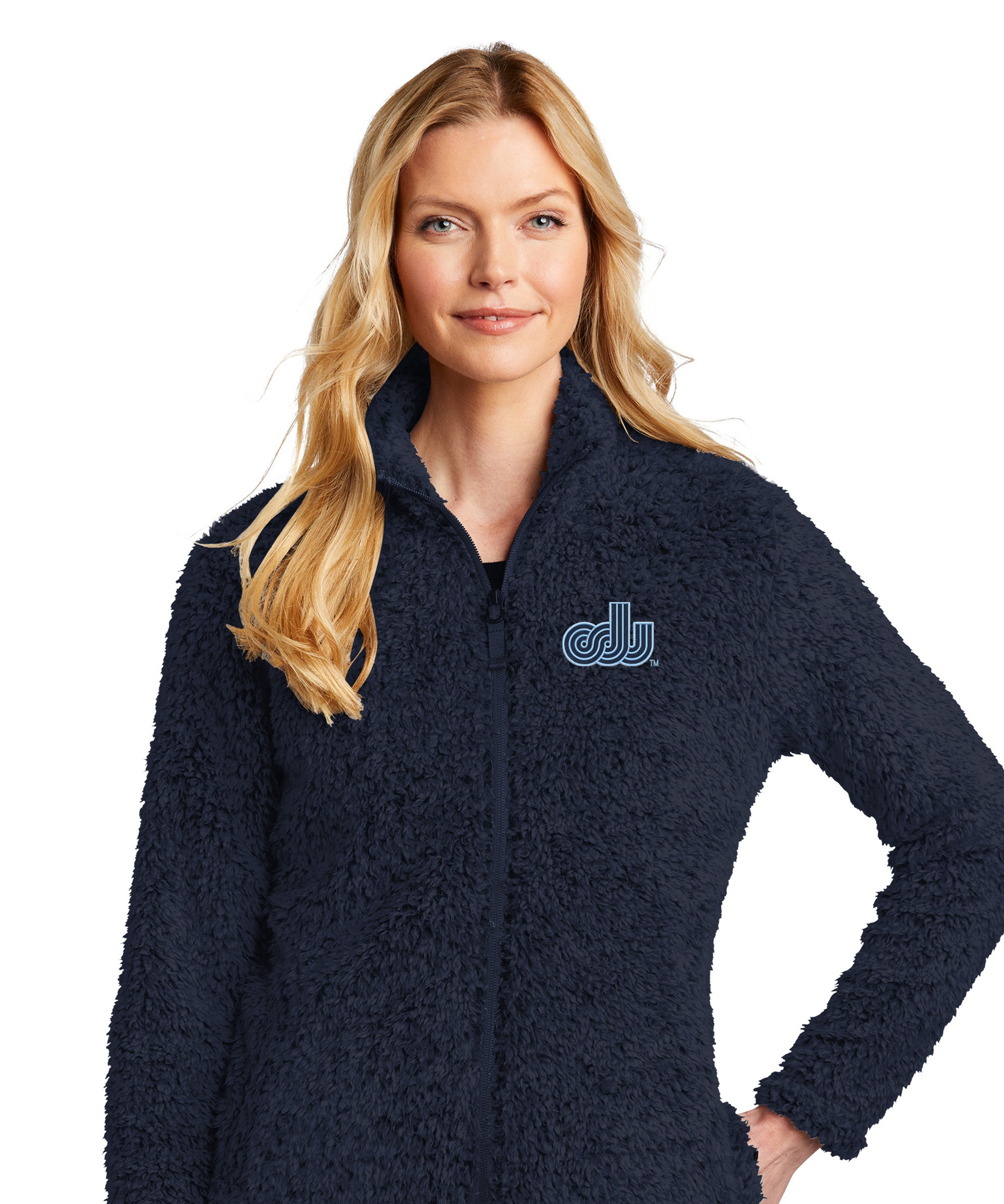 Old Dominion University, Vintage Logo, Women's Cozy Fleece Jacket- Navy