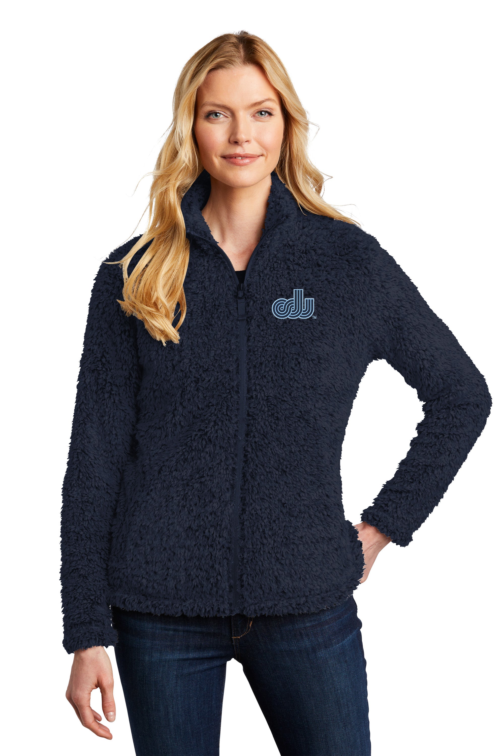 Old Dominion University, Vintage Logo, Women's Cozy Fleece Jacket- Navy