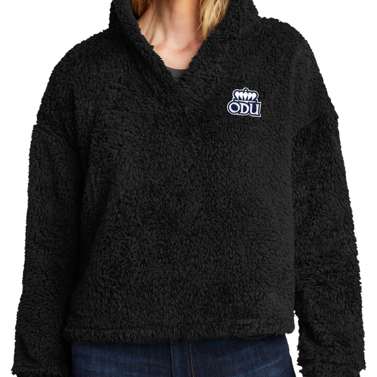 Old Dominion University, ODU, Women's Cozy Fleece Hoodie - Black