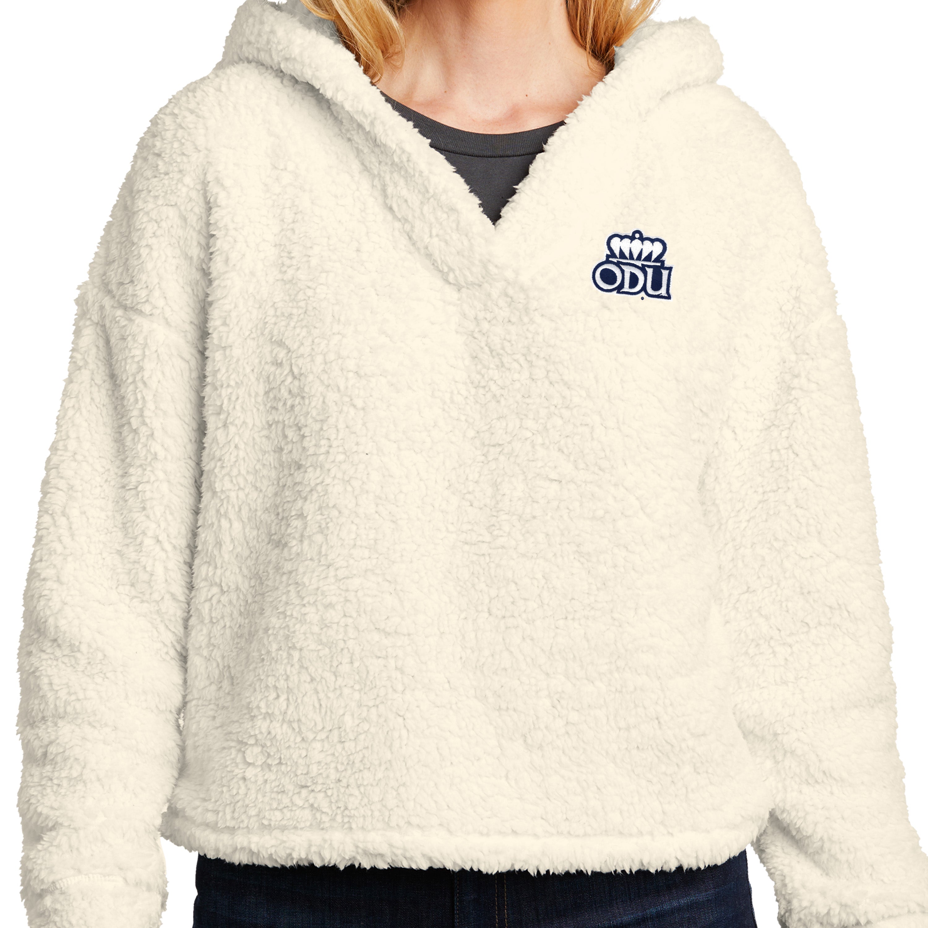 Old Dominion University, ODU, Women's Cozy Fleece Hoodie - Marshmallow
