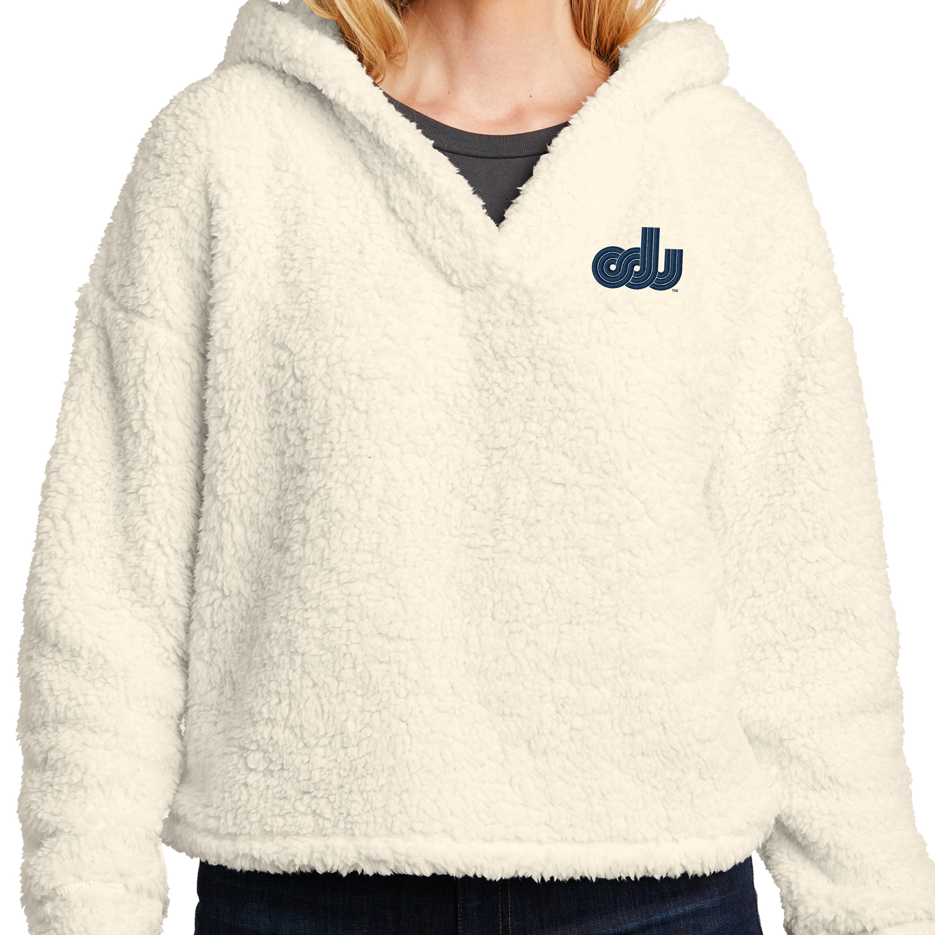 Old Dominion University, Vintage Logo, Women's Cozy Fleece Hoodie - Marshmallow