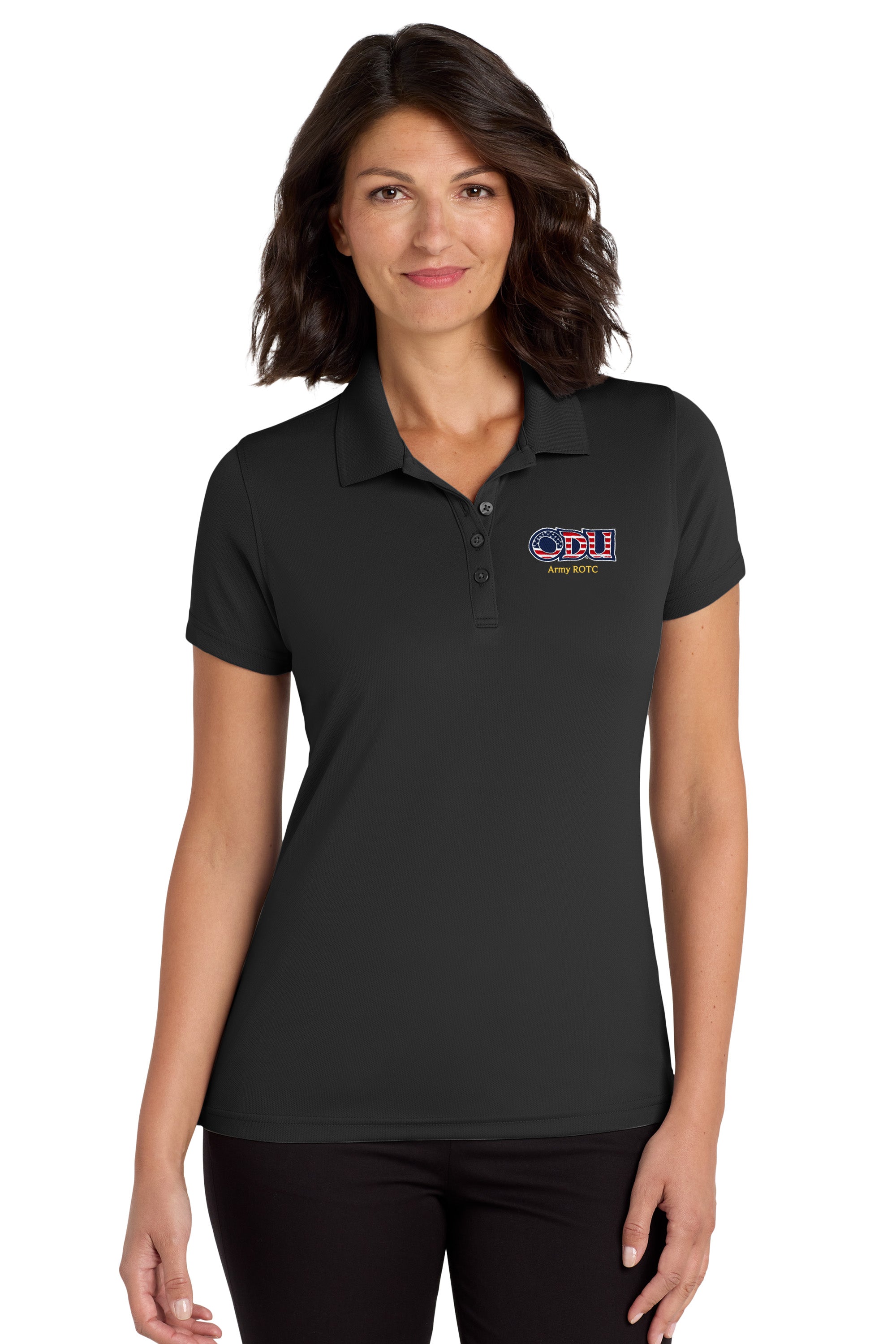 Old Dominion University, ODU Military - Army ROTC, Women's UV Micro-Mesh Polo -Black