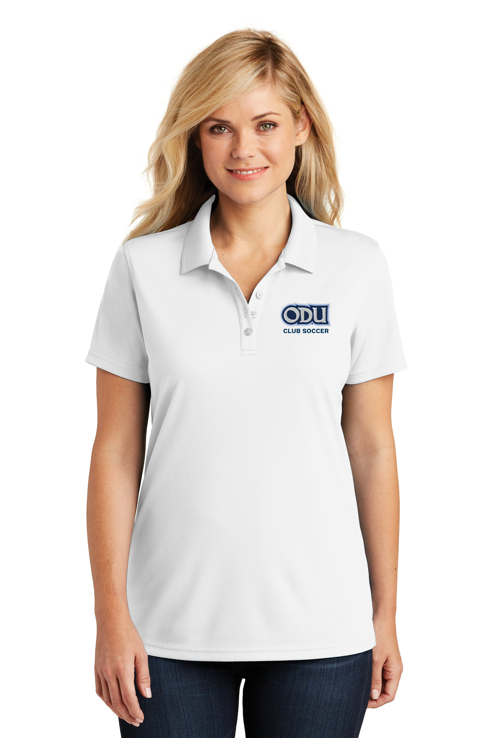 Old Dominion University, Club Sports - Soccer, Women's UV Micro-Mesh Polo - White
