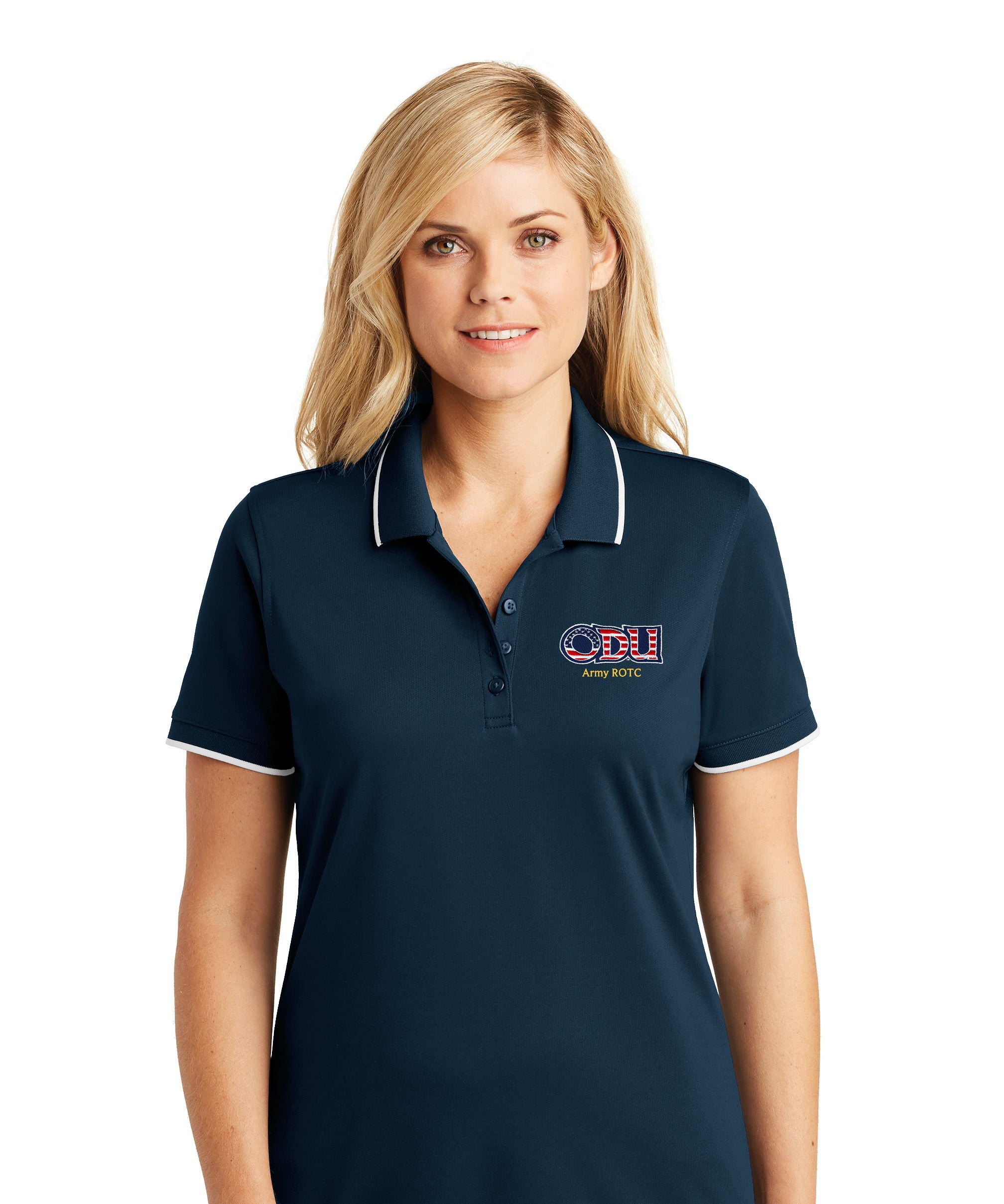 Old Dominion University, ODU Military - Army ROTC, Women's UV Micro-Mesh Tipped Polo -Navy