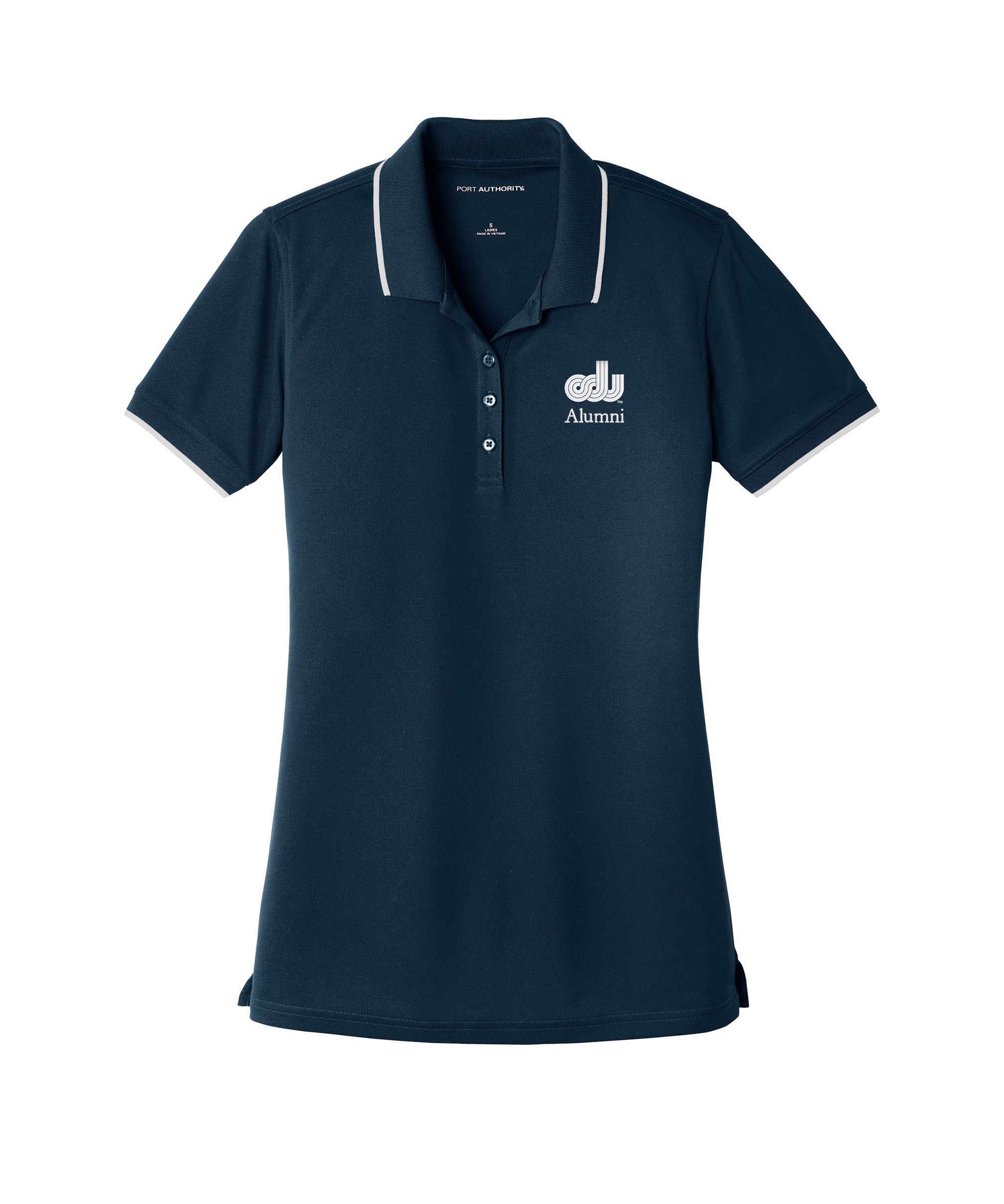 Old Dominion University, ODU, Vintage8 logo, Alumni, Port Authority® Ladies Dry Zone® UV Micro-Mesh Tipped Polo Shirt - Navy