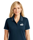 Old Dominion University, ODU, Vintage8 logo, Port Authority® Ladies Dry Zone® UV Micro-Mesh Tipped Polo Shirt- Navy