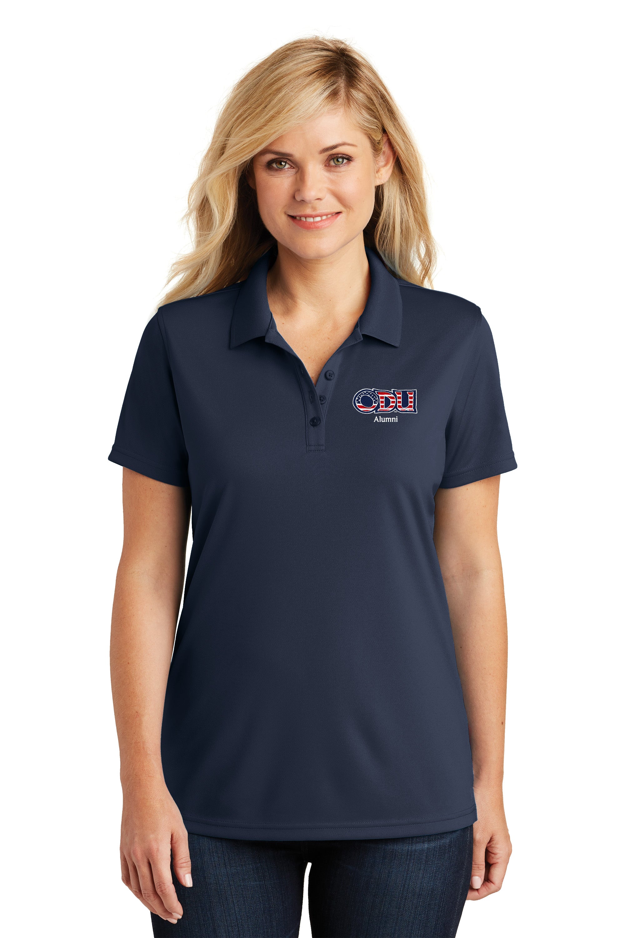 Old Dominion University, ODU Military - Alumni, Women's UV Micro-Mesh Polo - Navy