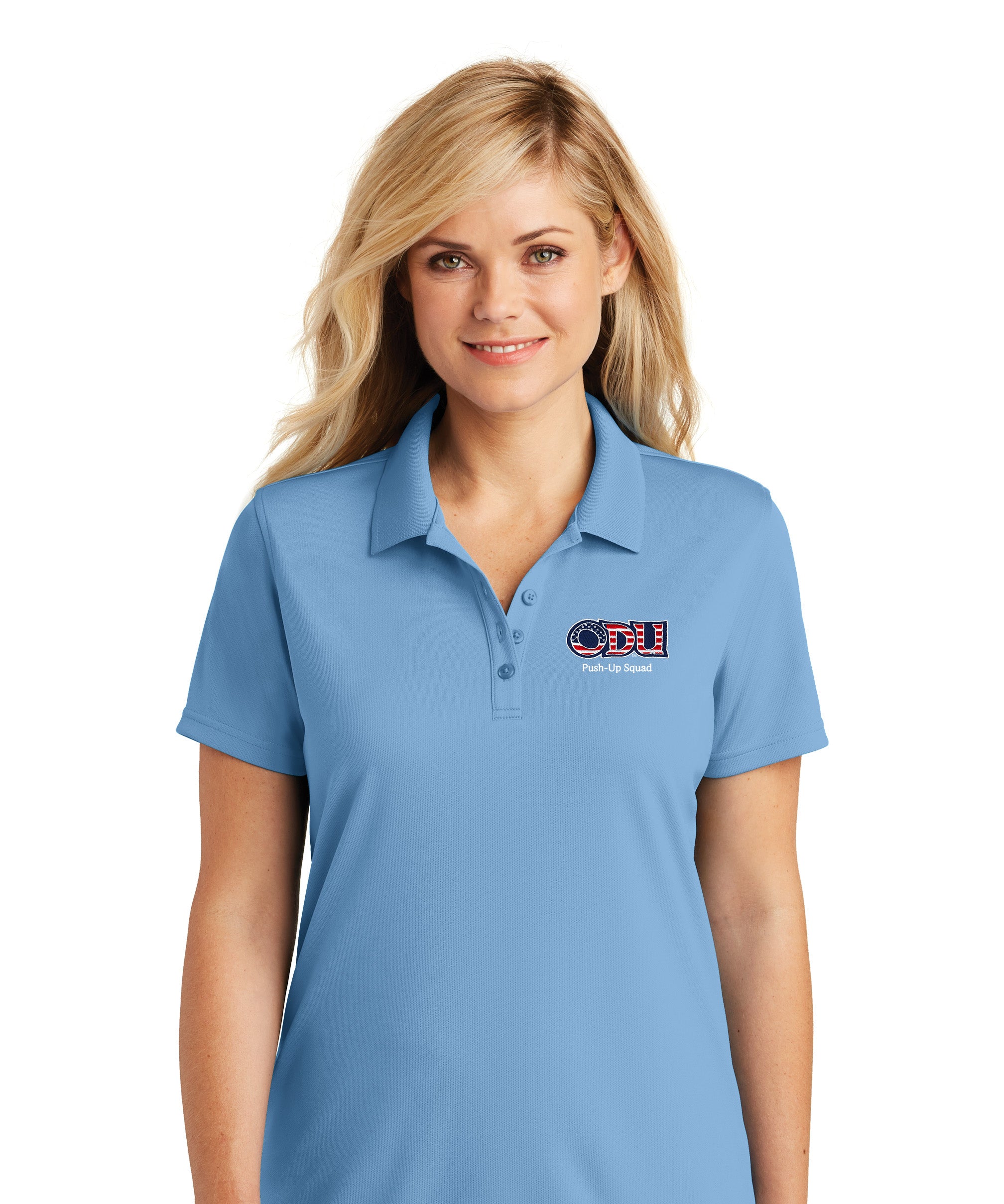 Old Dominion University, ODU Military - Push-Up Squad, UV Micro-Mesh Polo - Carolina Blue