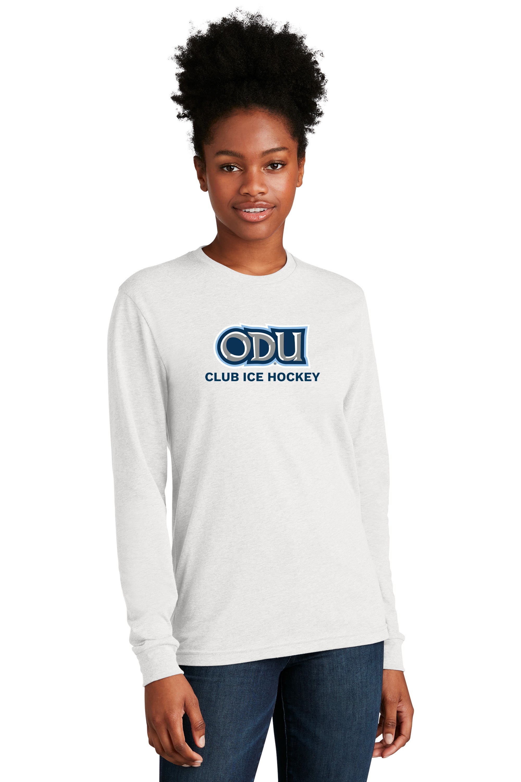 Old Dominion University, Club Sports - Ice Hockey, Adult CVC Long Sleeve T - Shirt- White