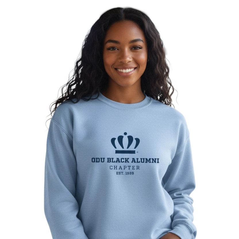 Old Dominion University, Black Alumni Chapter, #01, Mid weight Unisex Pigment Die Crew Sweatshirt - Light Blue