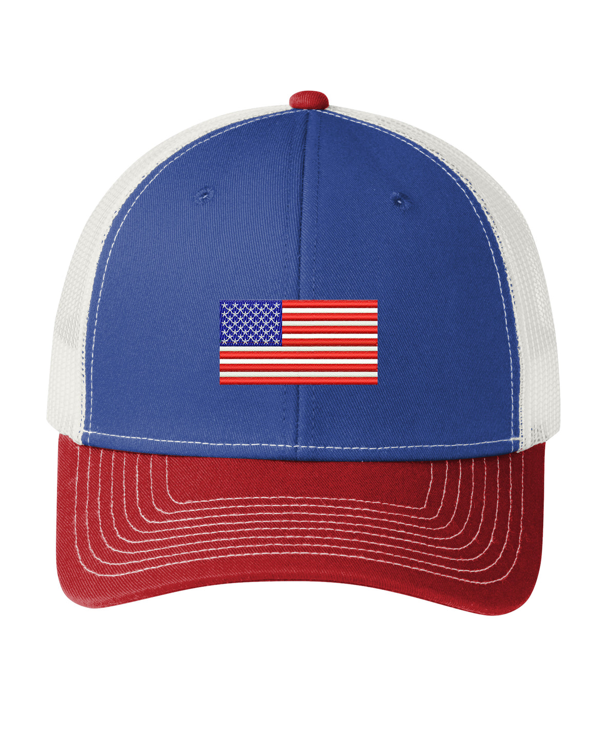 USA Flag, Port Authority® Snapback Trucker Cap - Blue/White/Red