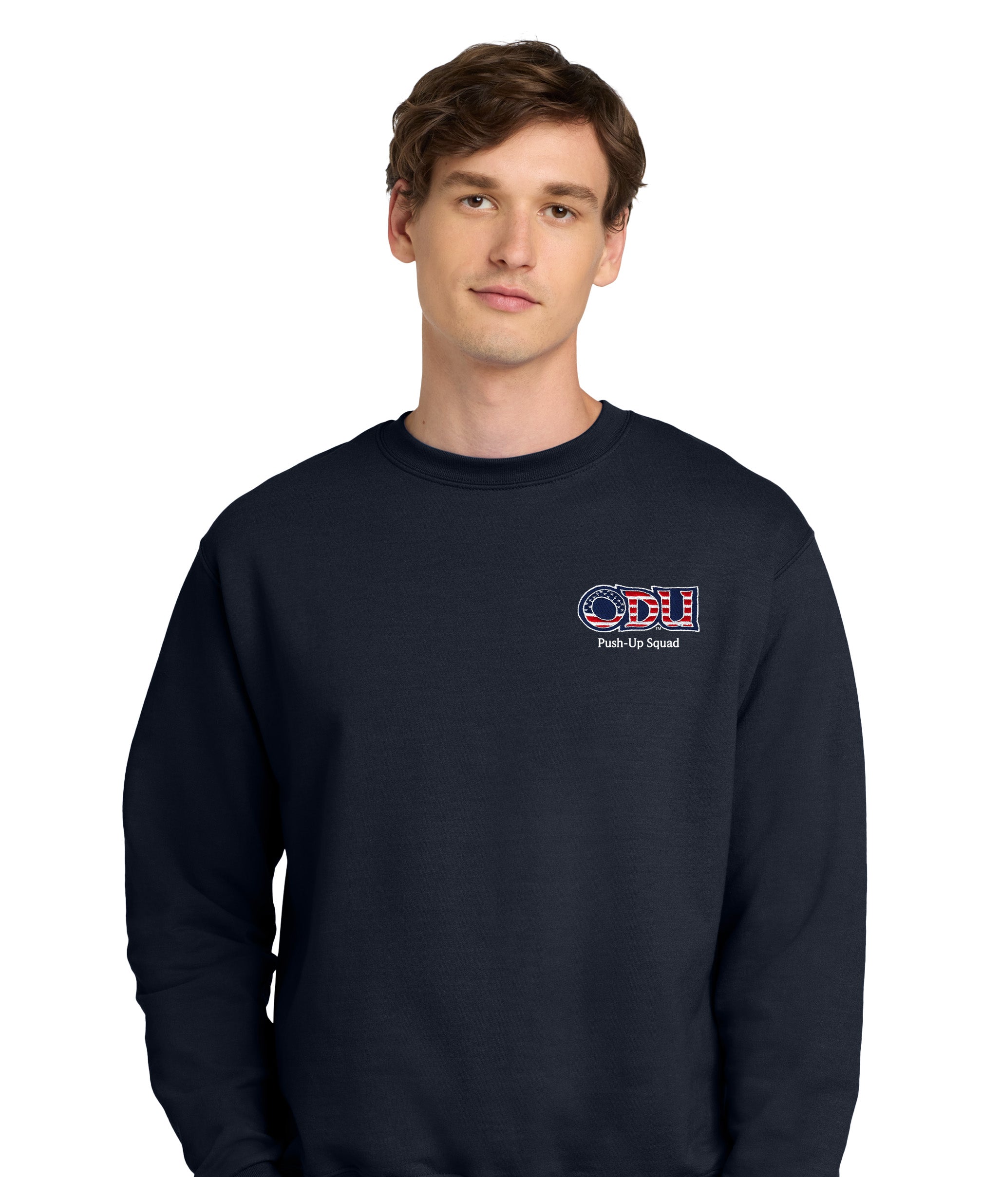 Old Dominion University, ODU Military - Push-Up Squad, Champion® Powerblend® Crewneck Sweatshirt - Navy