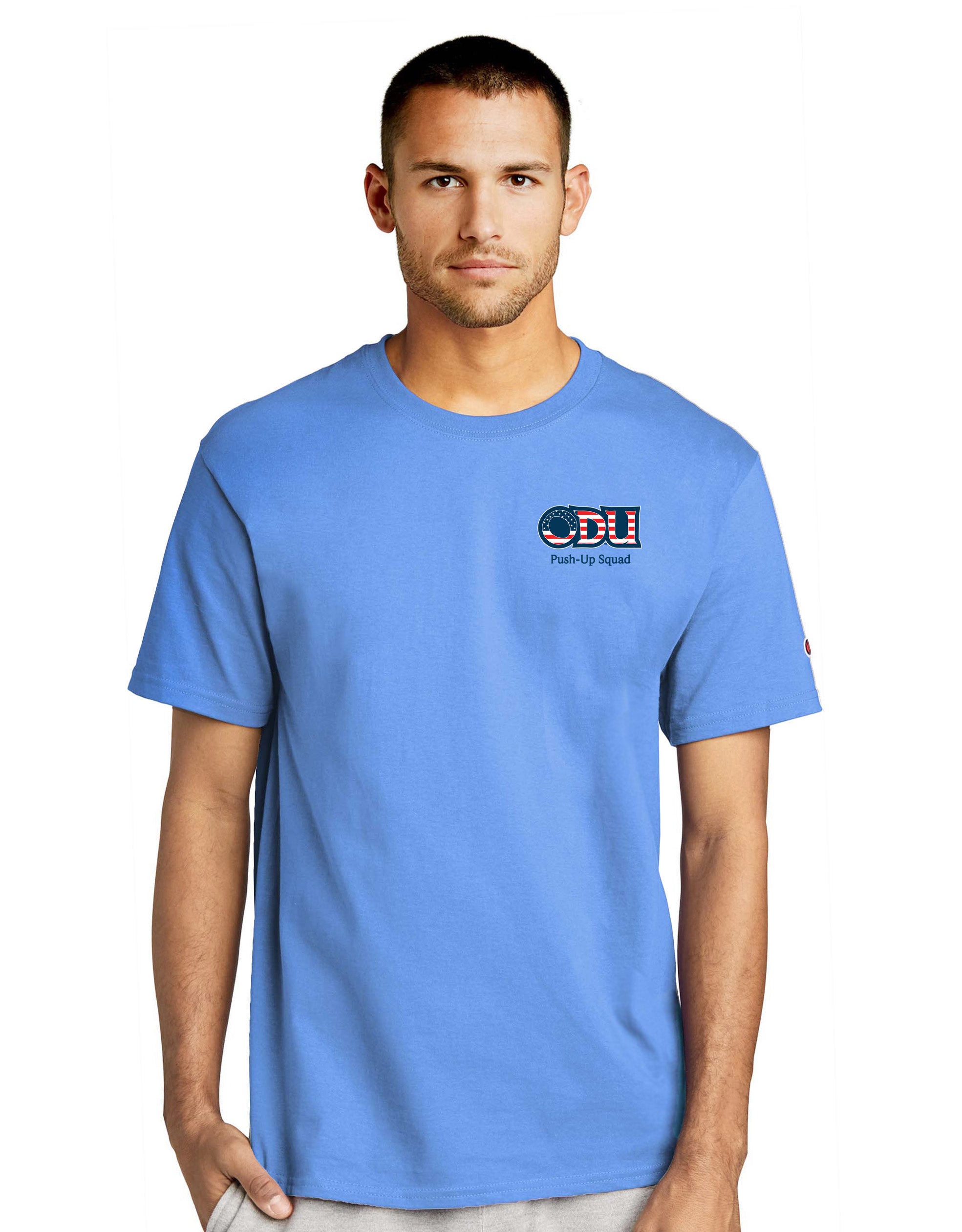 Old Dominion University, ODU Military - Push-Up Squad Champion ® Heritage 6-Oz. Jersey T-Shirt - Carolina Blue