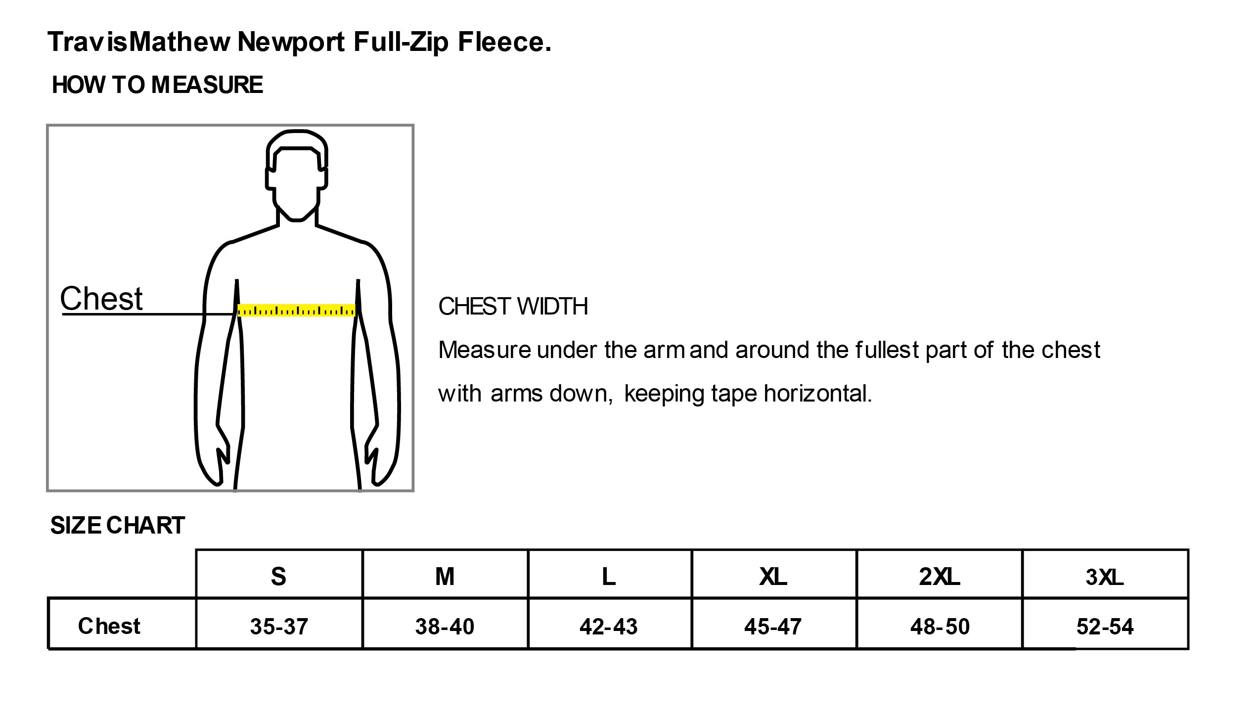 Old Dominion, TravisMathew Newport Full-Zip Fleece- Quiet Shade Gray- Size Chart