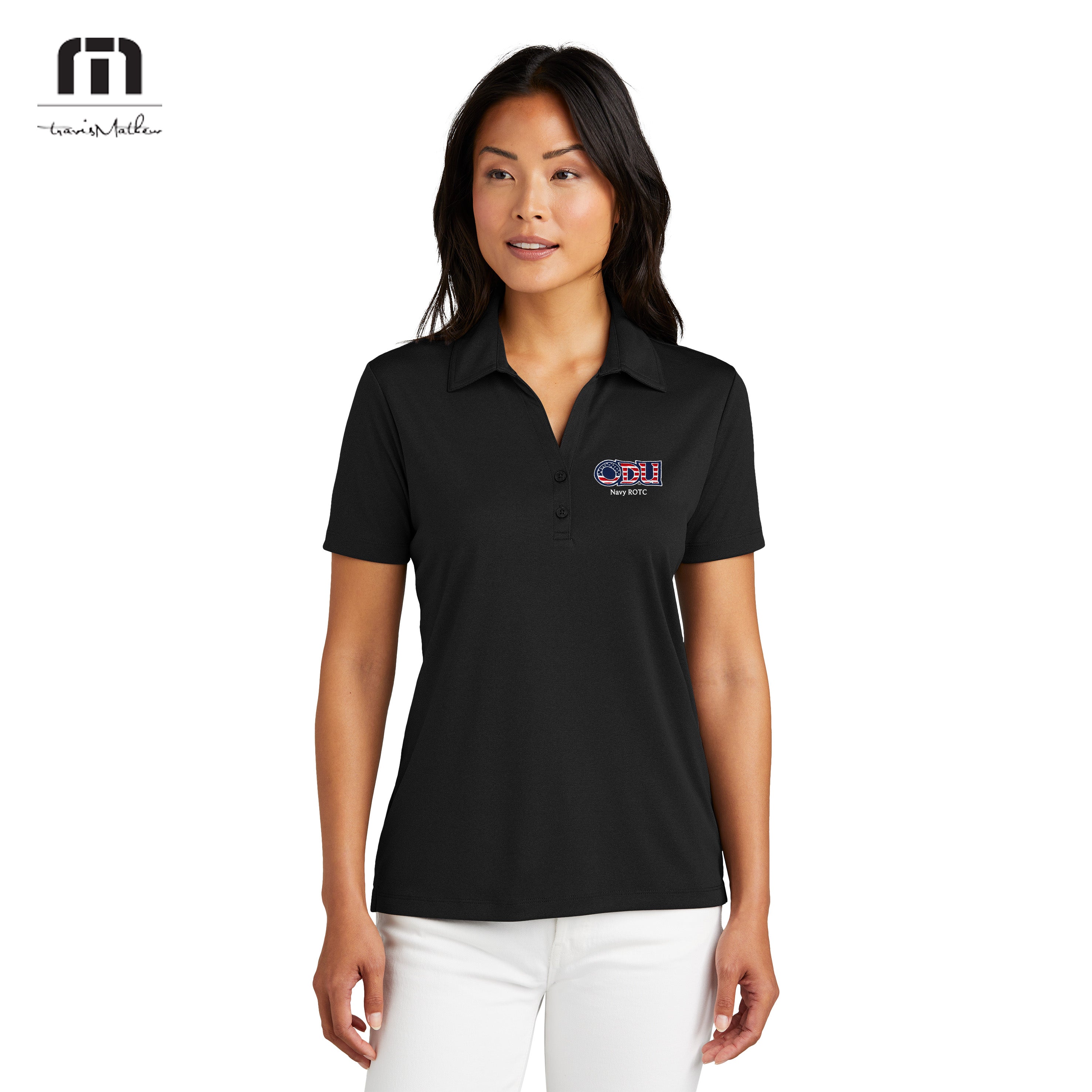 Old Dominion University, ODU Military - Navy ROTC, TravisMathew Women's Coto Performance Polo - Black