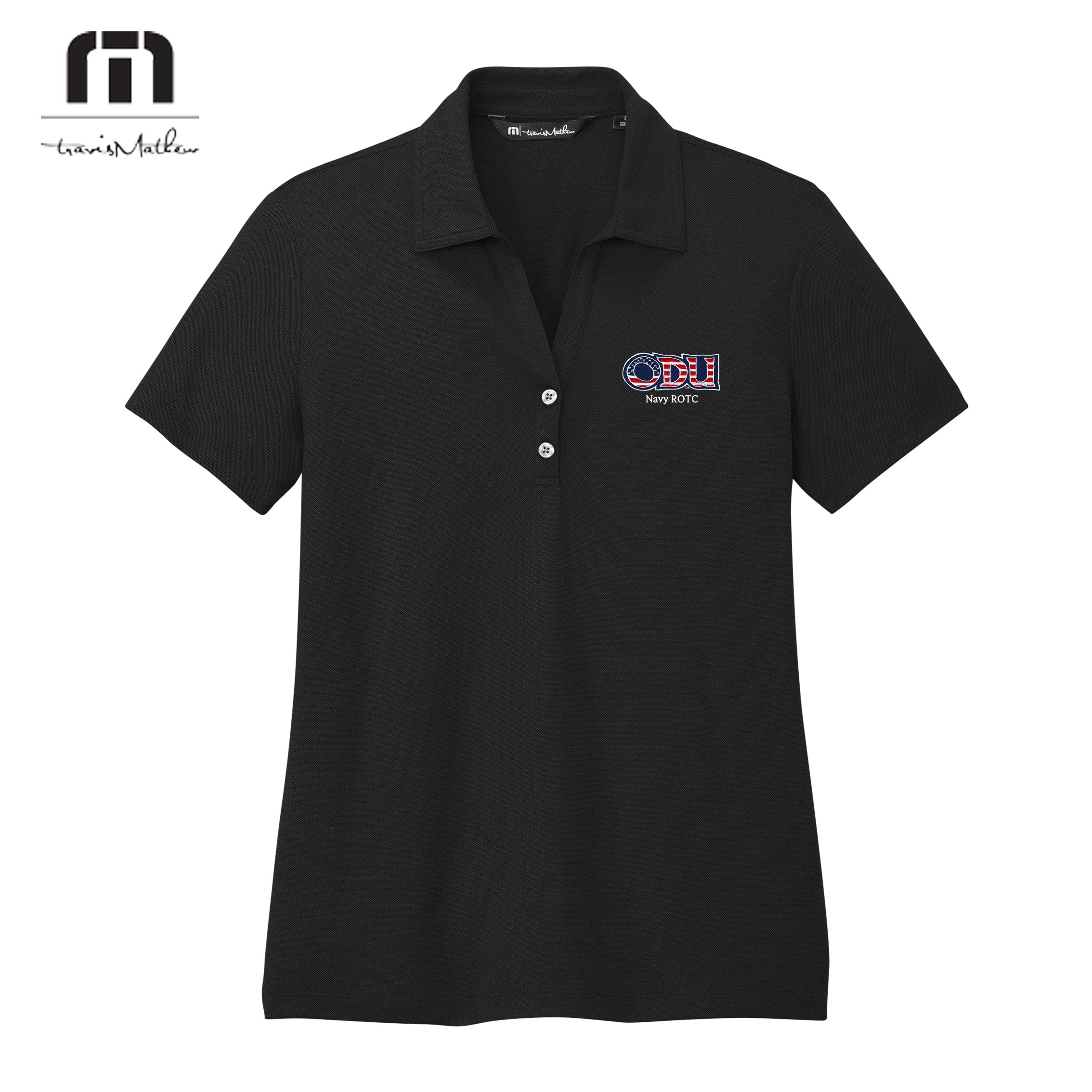 Old Dominion University, ODU Military - Navy ROTC, TravisMathew Women's Coto Performance Polo - Black