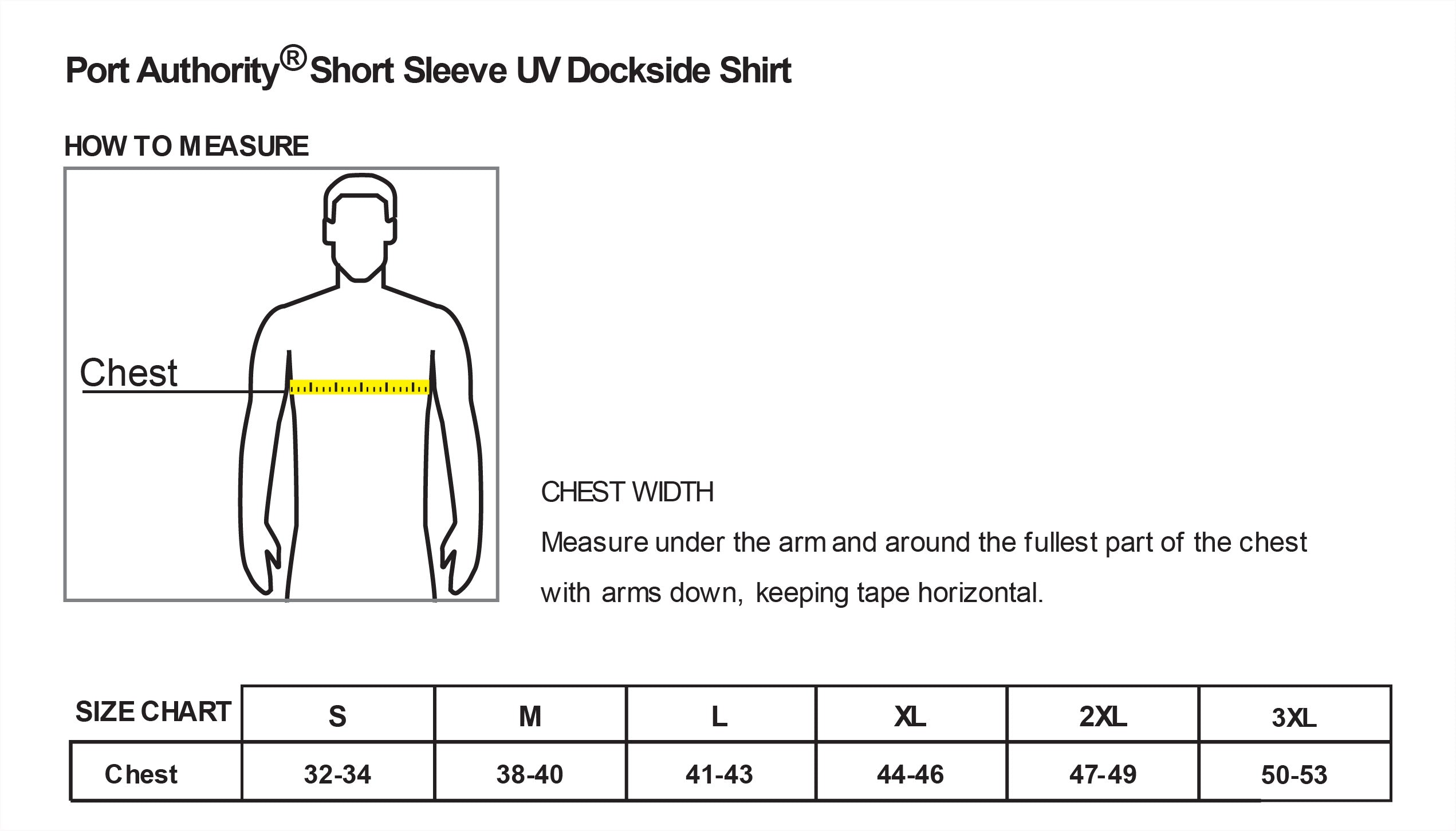 Old Dominion University, Vintage Logo 08, Short Sleeve UV Dockside Shirt - Size Chart